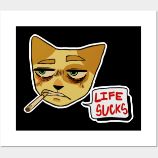 Smoking cat Posters and Art